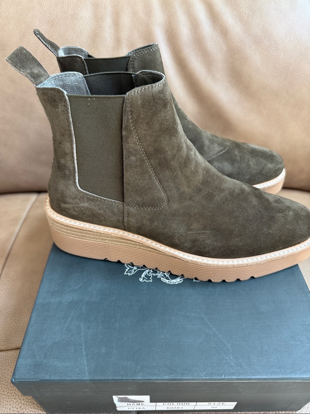 Silent D Chelsea Platform Ankle Boot - Olive Green - Picture 3 of 6